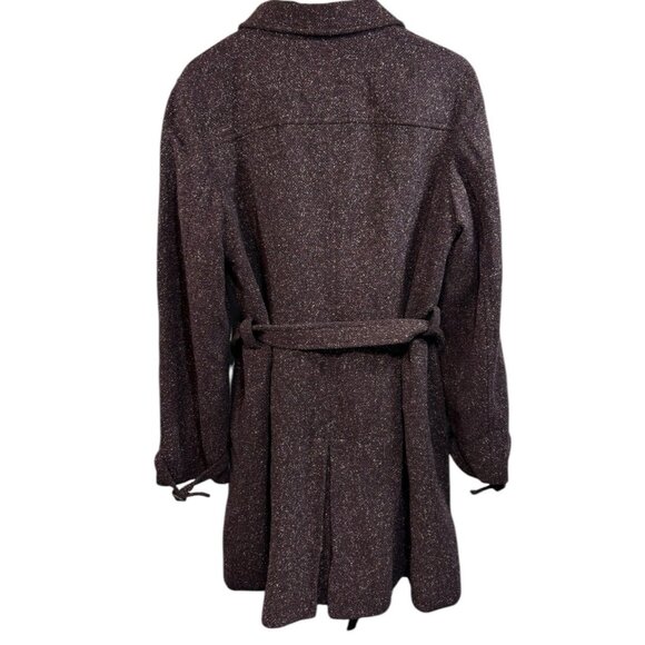 Vtg LL Bean Womens Medium Peacoat Wool Blend Purple Belted Tweed Lined Silk Y2K - Picture 4 of 8